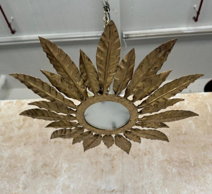 vintage spanish gilt metal ceiling fixture 5520