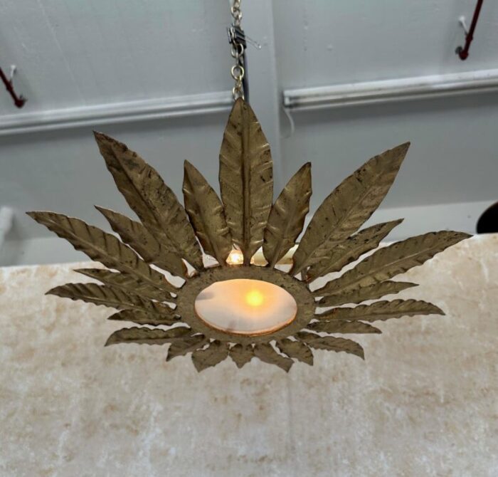 vintage spanish gilt metal ceiling fixture 8457