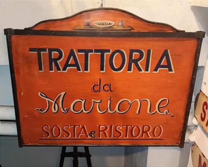 vintage trattoria sign in metal 1950s 1