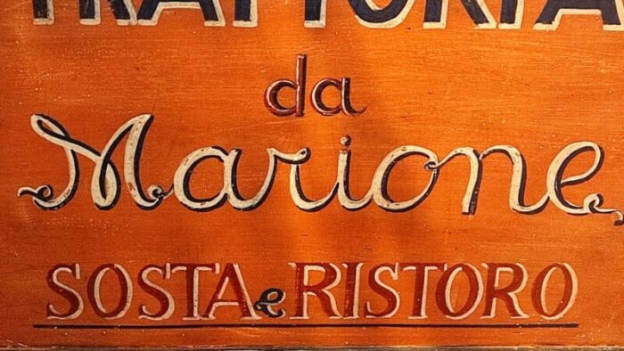 vintage trattoria sign in metal 1950s 3