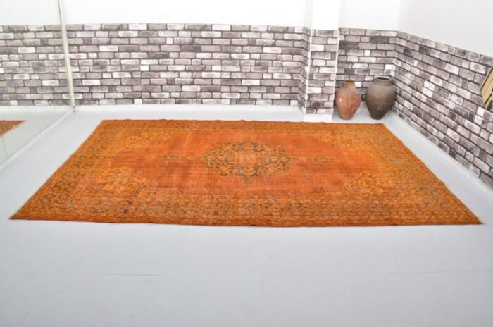 vintage turkish orange rug 1