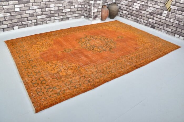 vintage turkish orange rug 2