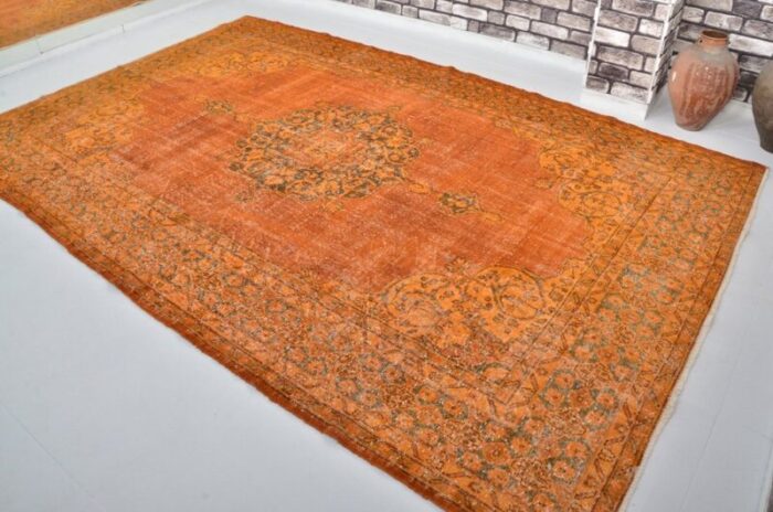 vintage turkish orange rug 4