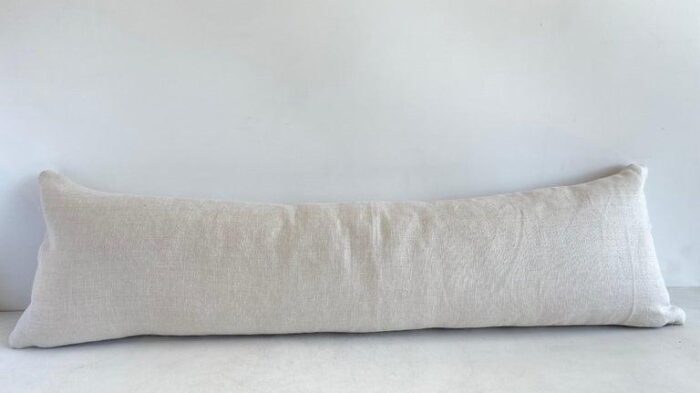 vintage turkish rug long lumbar pillow in white and blush stripe 7694