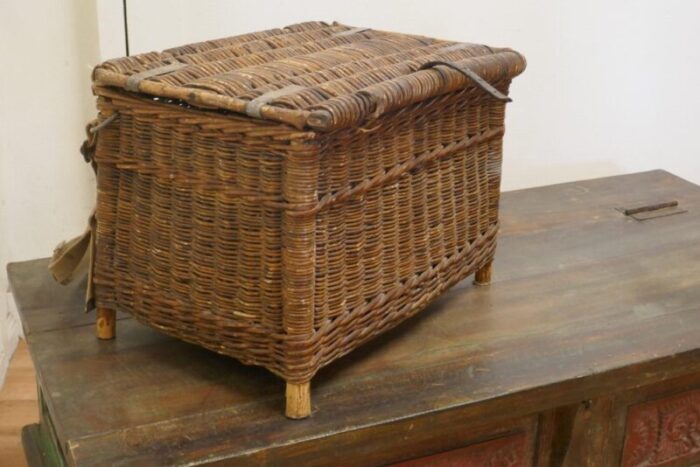 vintage victorian wicker fishing creel 1890s 4