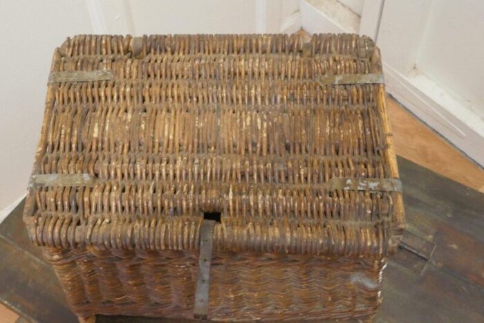 vintage victorian wicker fishing creel 1890s 6