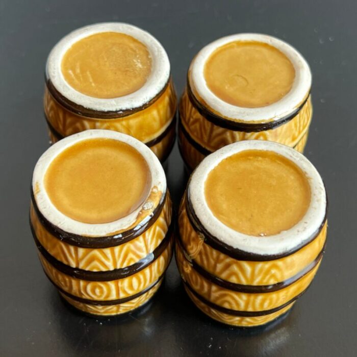 vintage whiskey barrel ceramic shot glasses cordials set of 4 4565