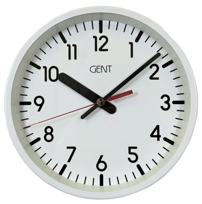 white industrial wall clock from gent 1980s 1