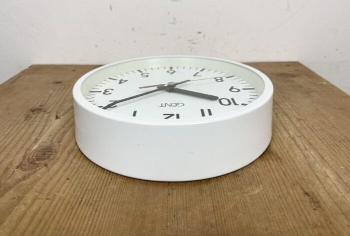 white industrial wall clock from gent 1980s 10