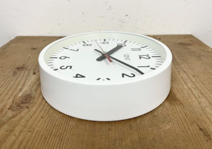 white industrial wall clock from gent 1980s 12