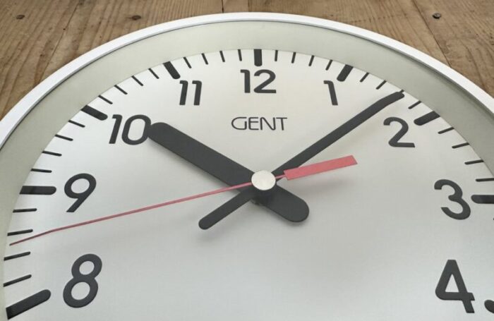 white industrial wall clock from gent 1980s 13