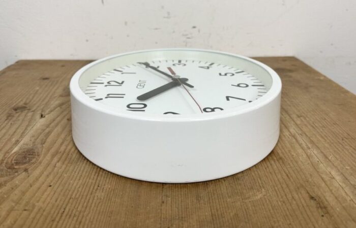 white industrial wall clock from gent 1980s 14