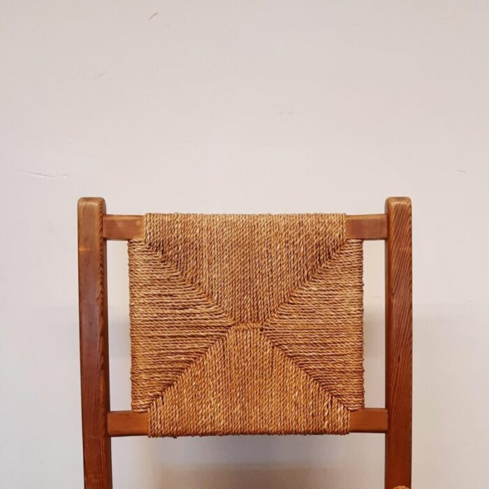 wood and rope chairs 1960s set of 2 7070