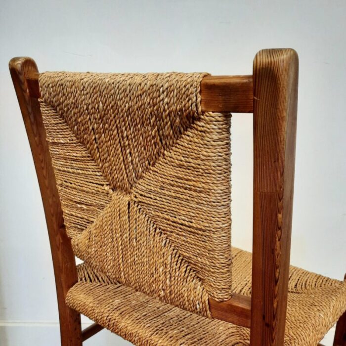 wood and rope chairs 1960s set of 2 9850