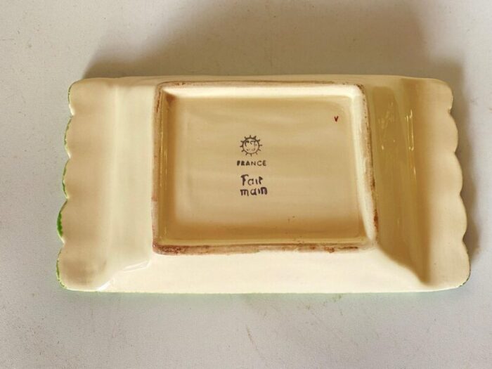 yellow ceramic butter dish in the style of quimper france 1950 6