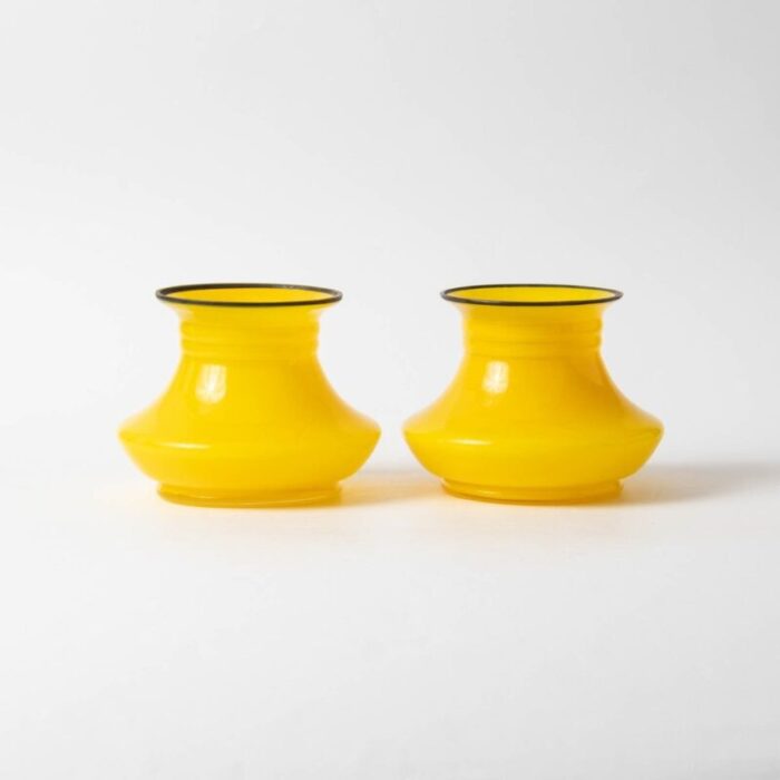 yellow tango glass vases from loetz 1890s set of 2 1